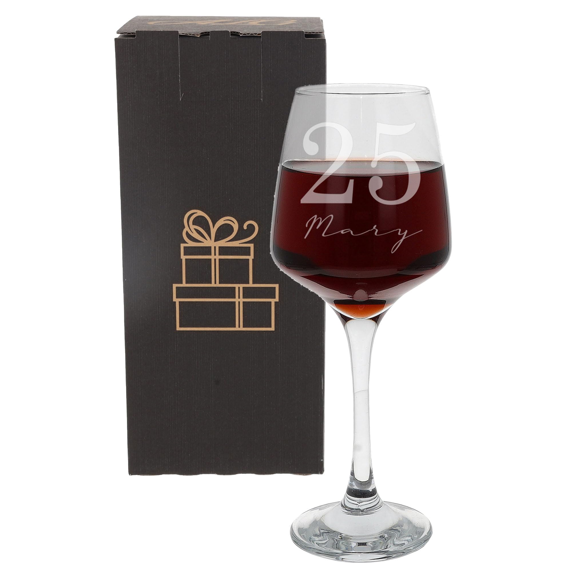 Personalised Age & Name Engraved Large Wine Glass, Gift